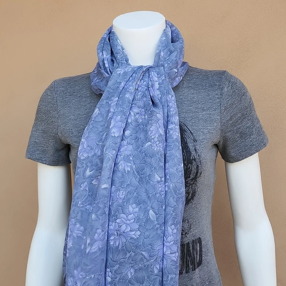 Oversized Handmade Scarf Wrap Sarong Cover Up from Indonesia Periwinkle Floral - Picture 14 of 16